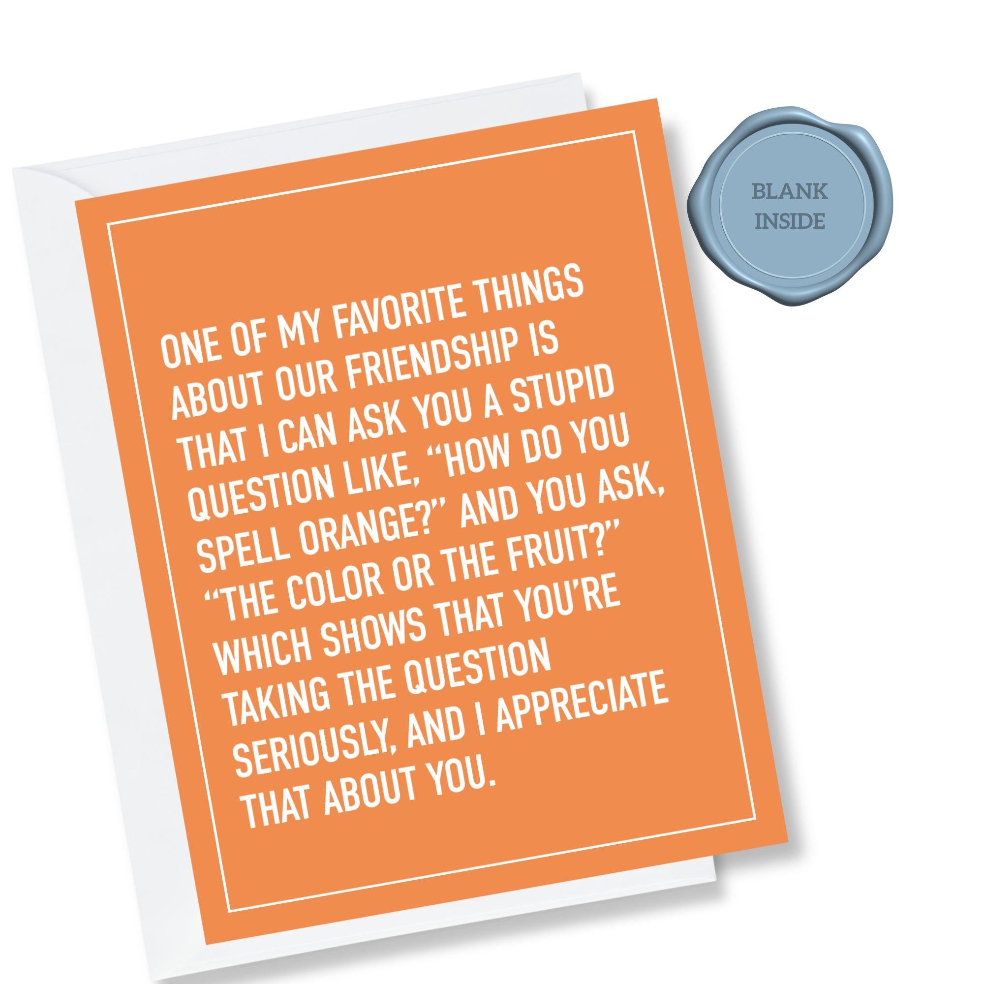 How Do You Spell Orange? - Just Because Card