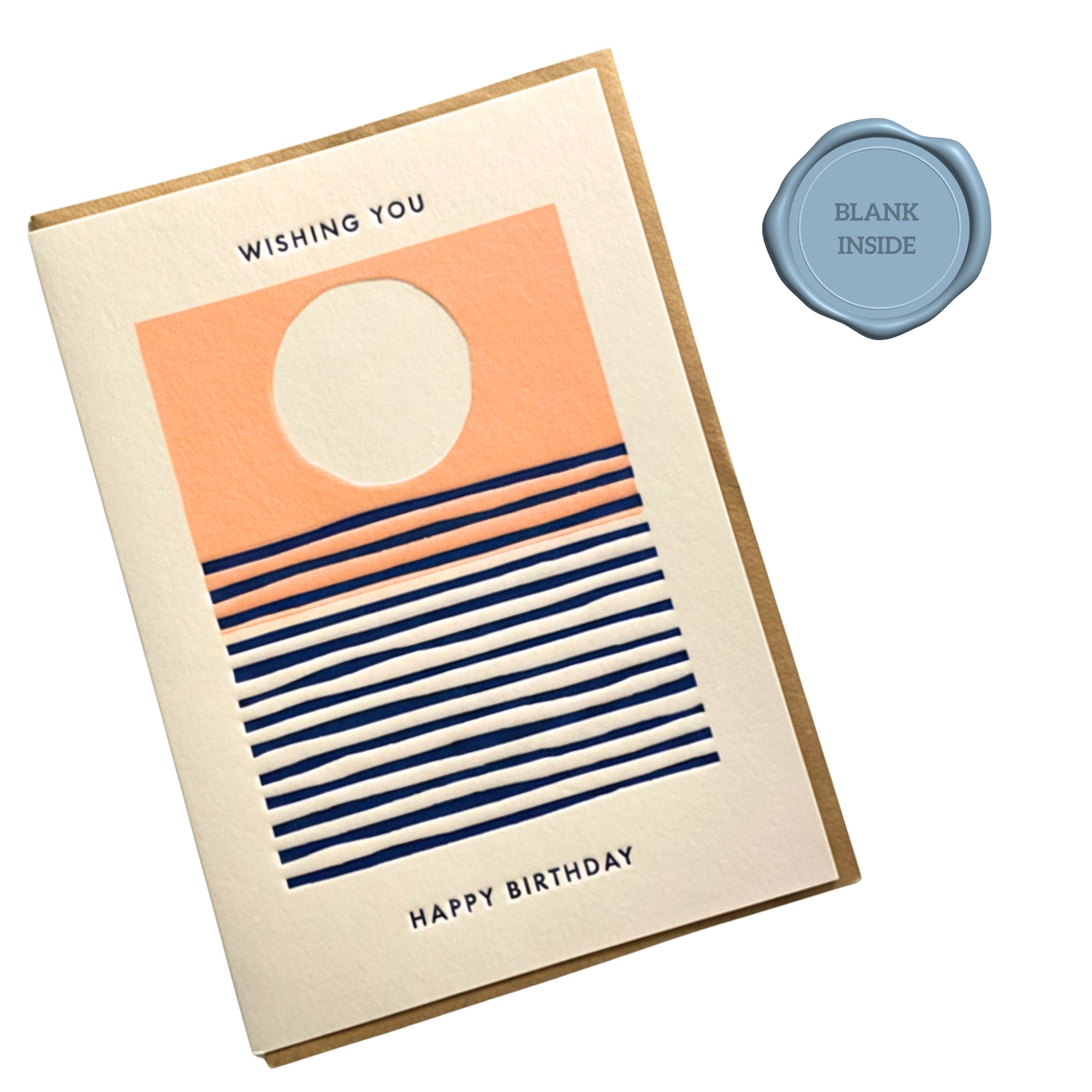 Letterpress Sunset + Water - Birthday Card