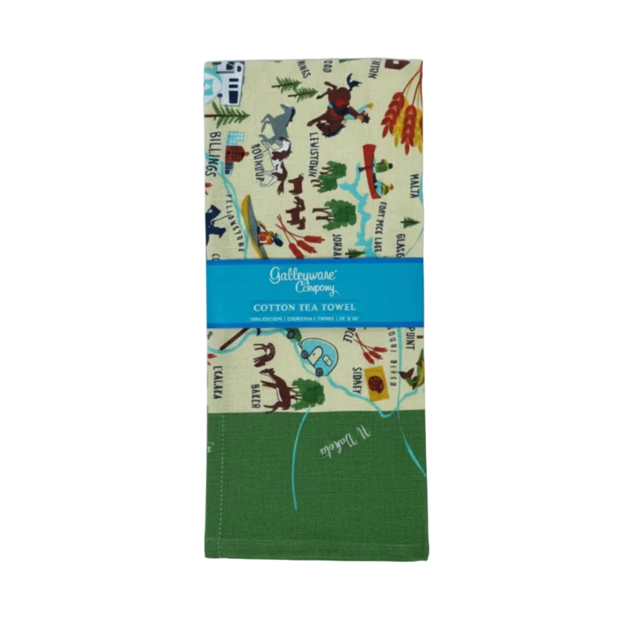 Cotton tea towel with nature-themed design Montana