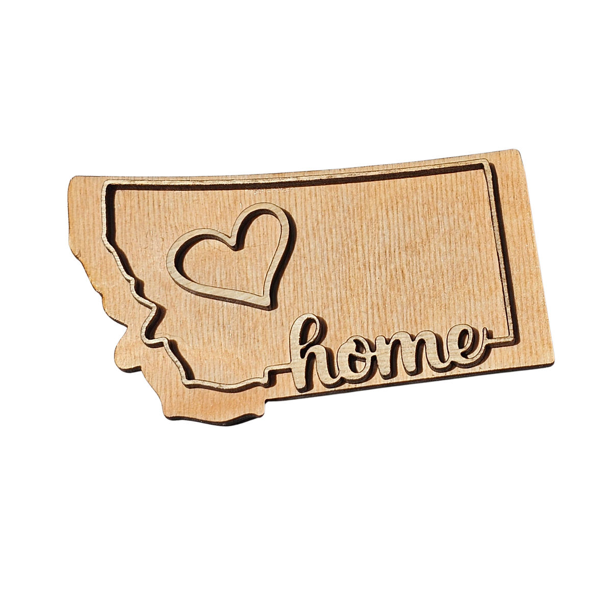 Montana Home Heart - Layered Wood Magnet