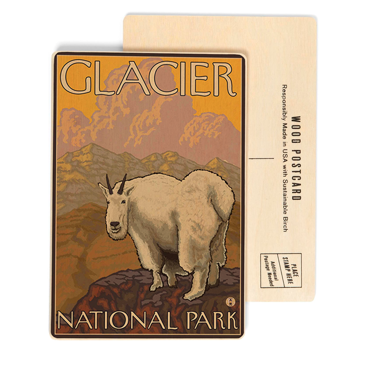 Montana Mountain Goat - Wood Postcard