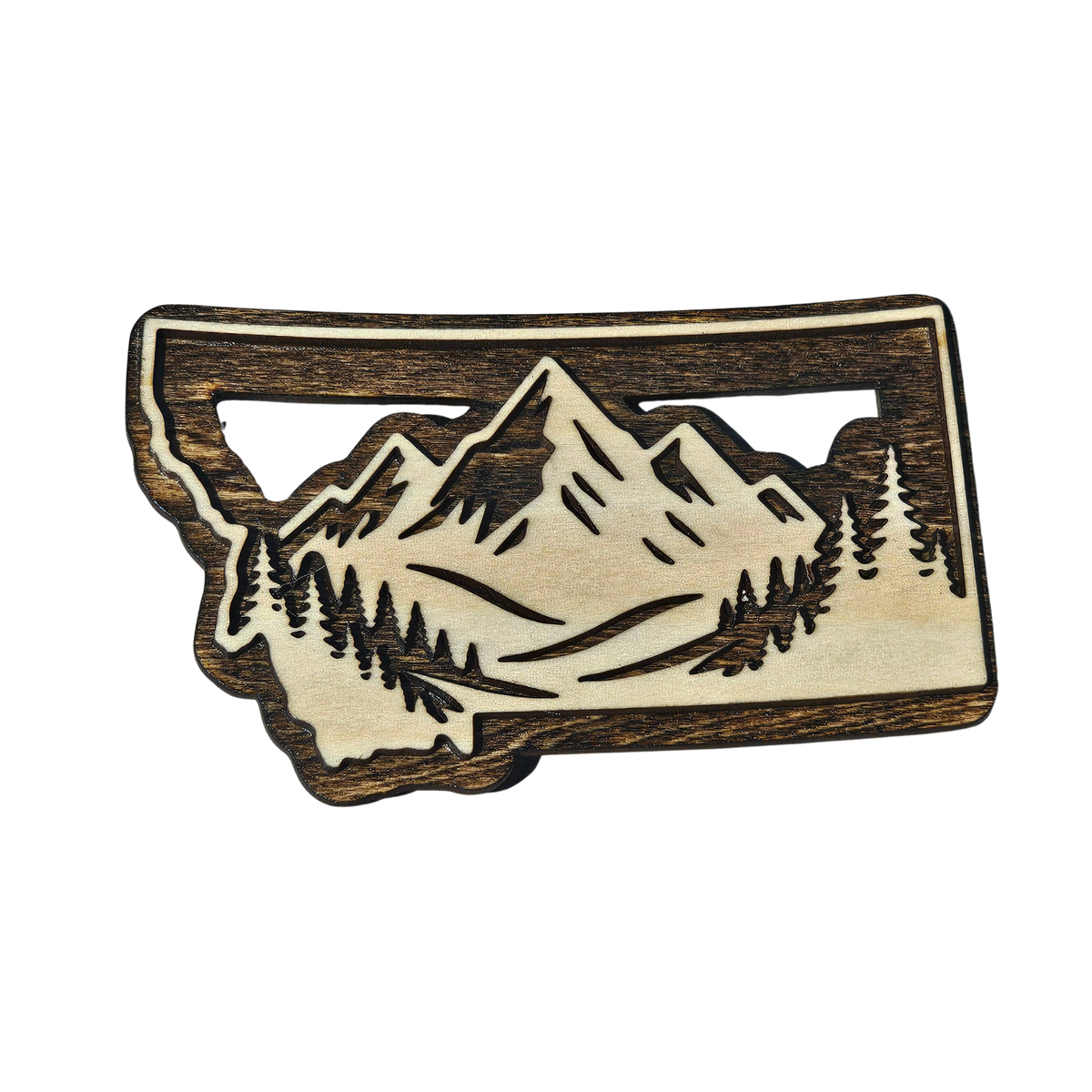 Montana Mountain Range - Layered Wood Magnet
