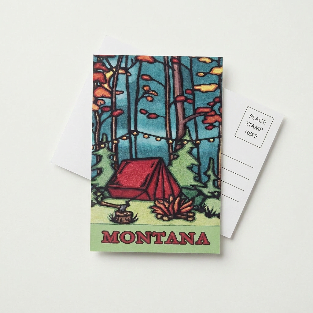 Camping In Montana - Local Artwork Postcard