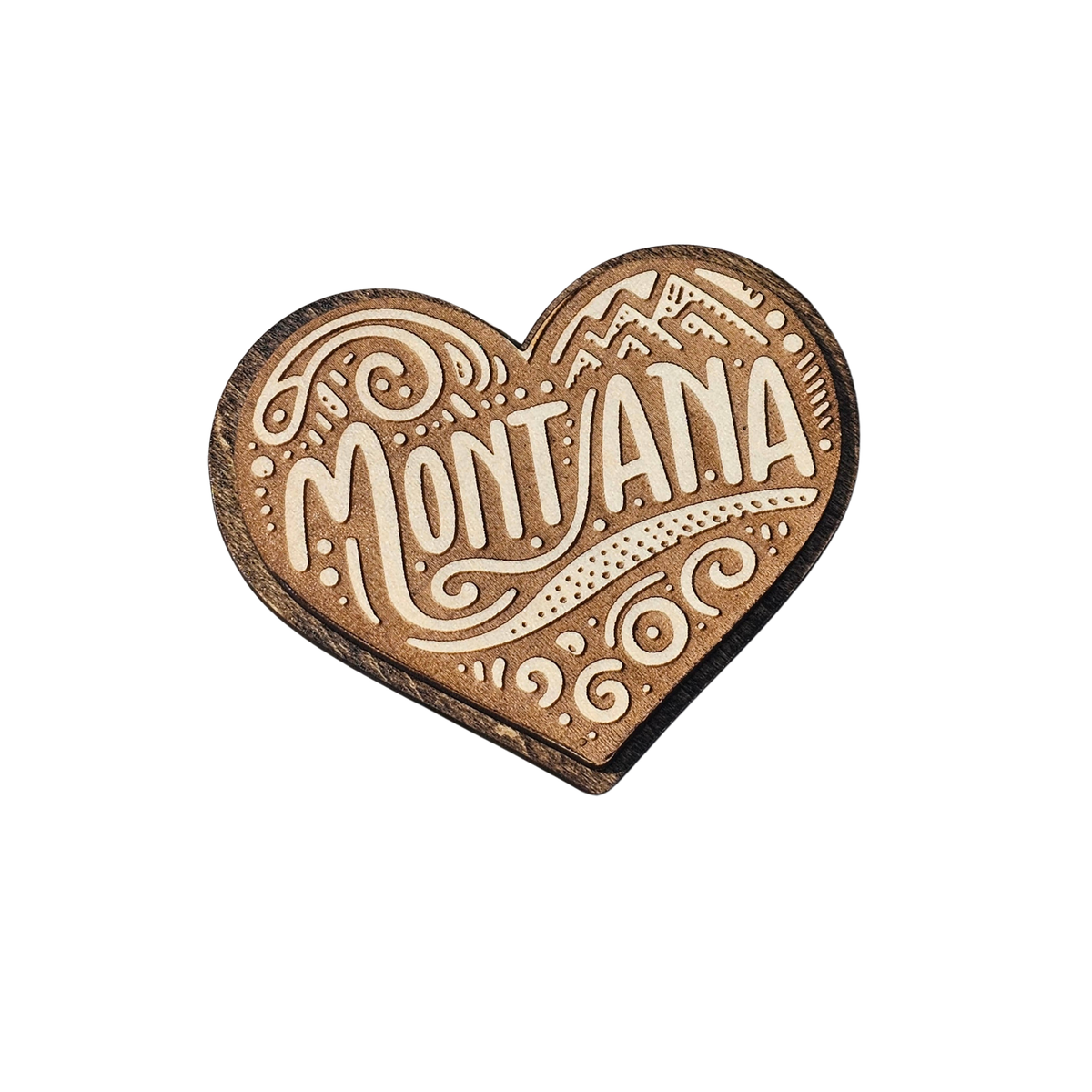 Montana Rustic Heart - Layered Wood Magnet