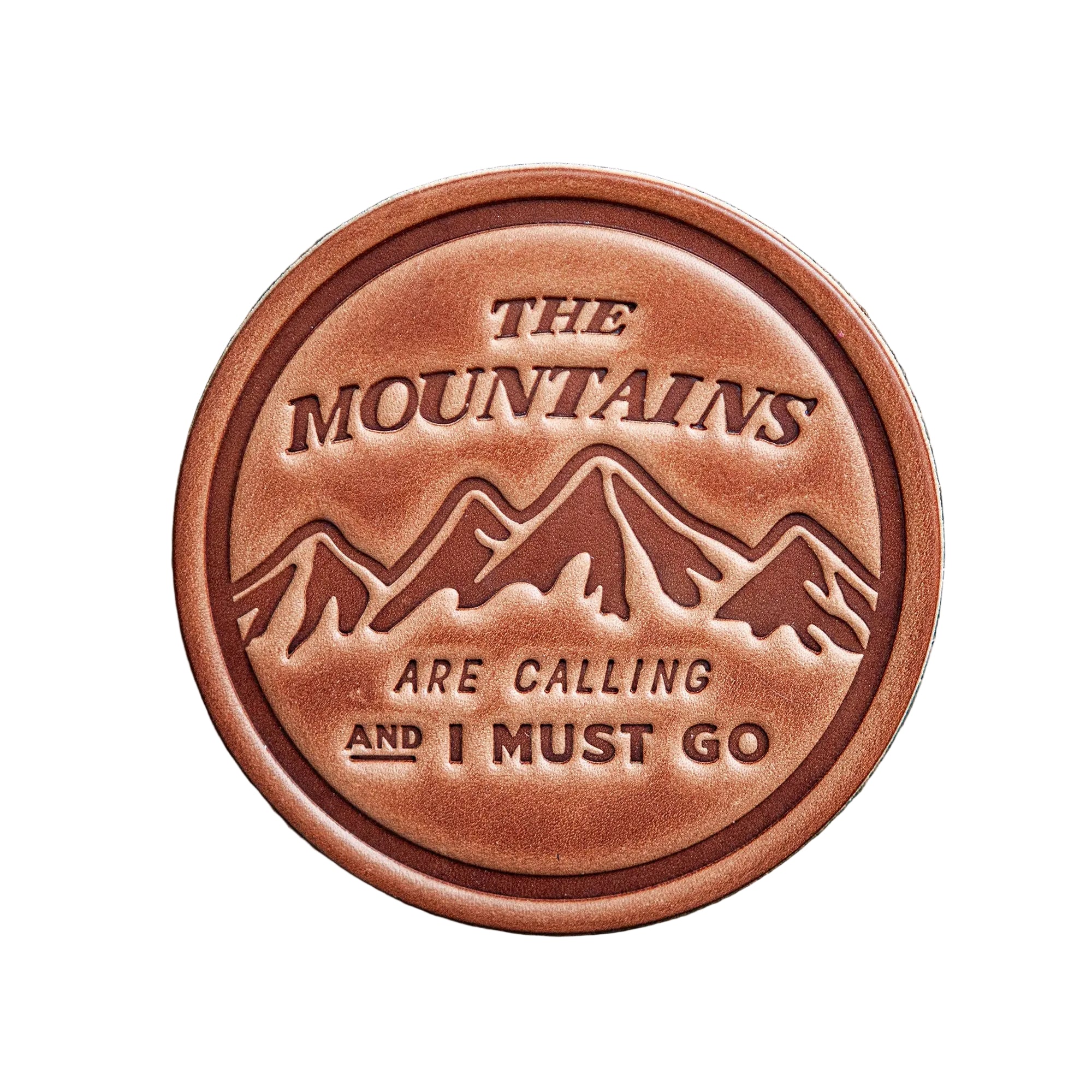 Leather Coaster with saying on it