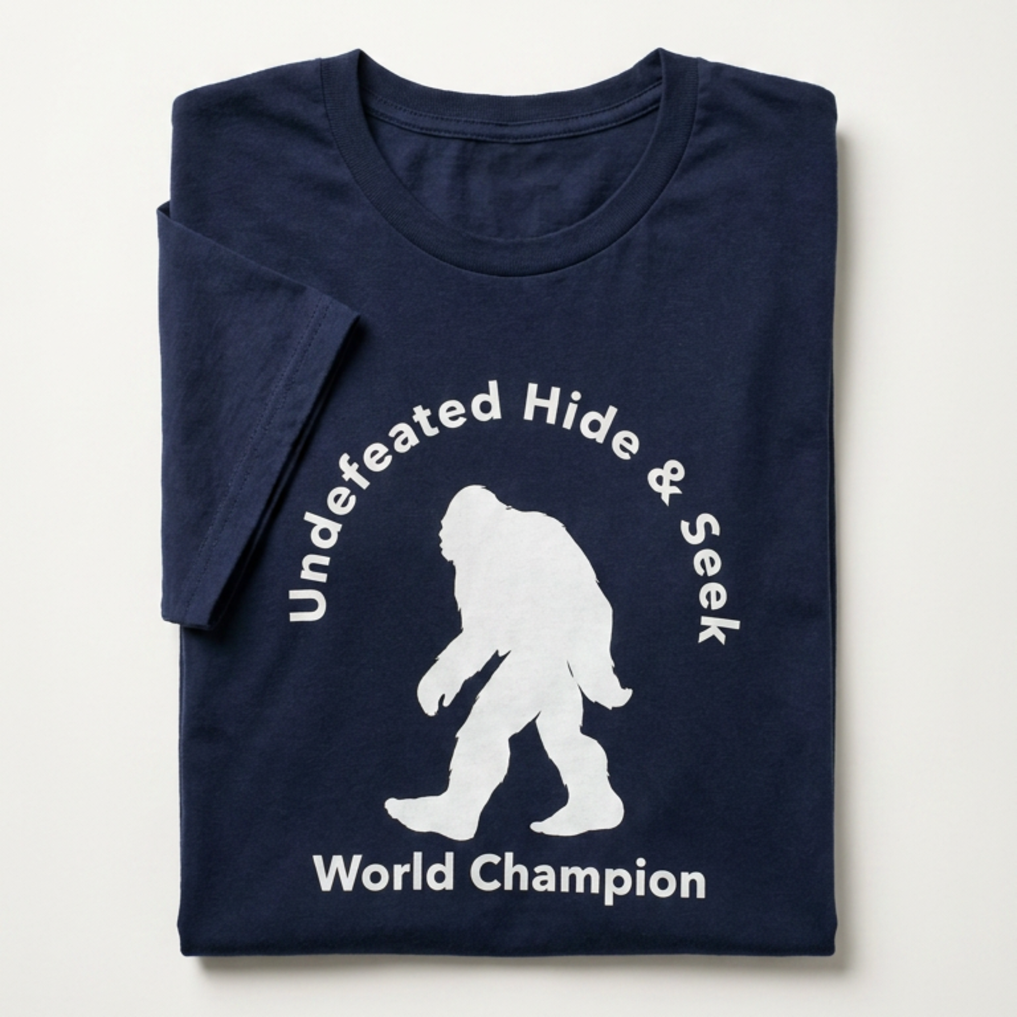 Navy Hide & Seek Champion - Bigfoot Adult T-Shirt