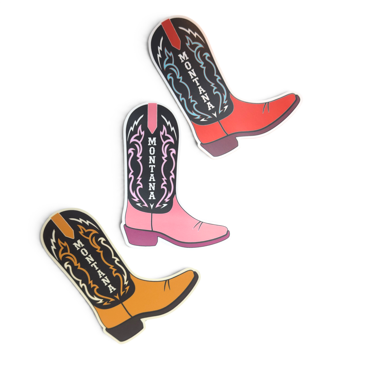Pink Montana Cowboy Boot - 4" Vinyl Sticker