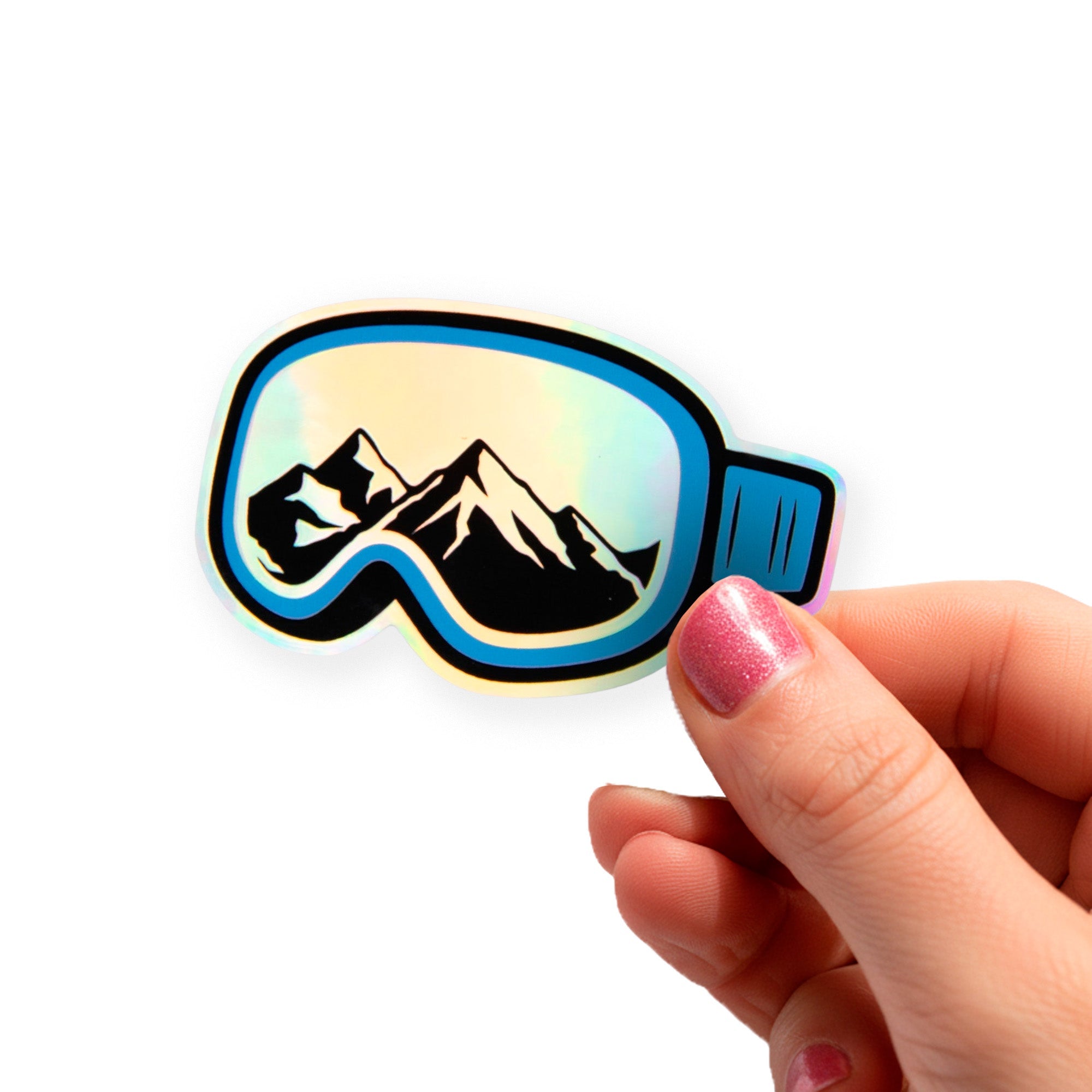 Ski Googles & Mountain - Holographic Sticker