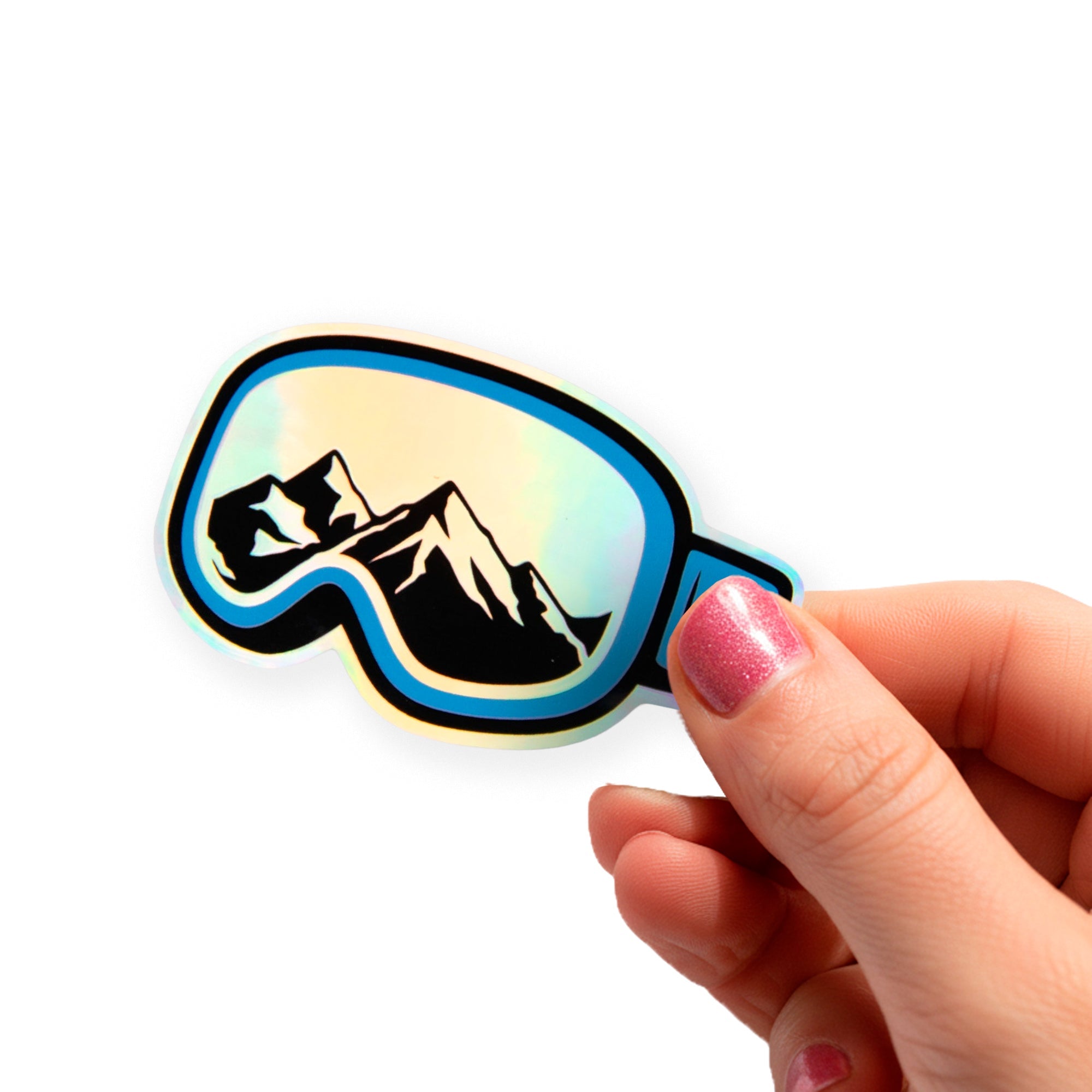 Ski Googles & Mountain - Holographic Sticker