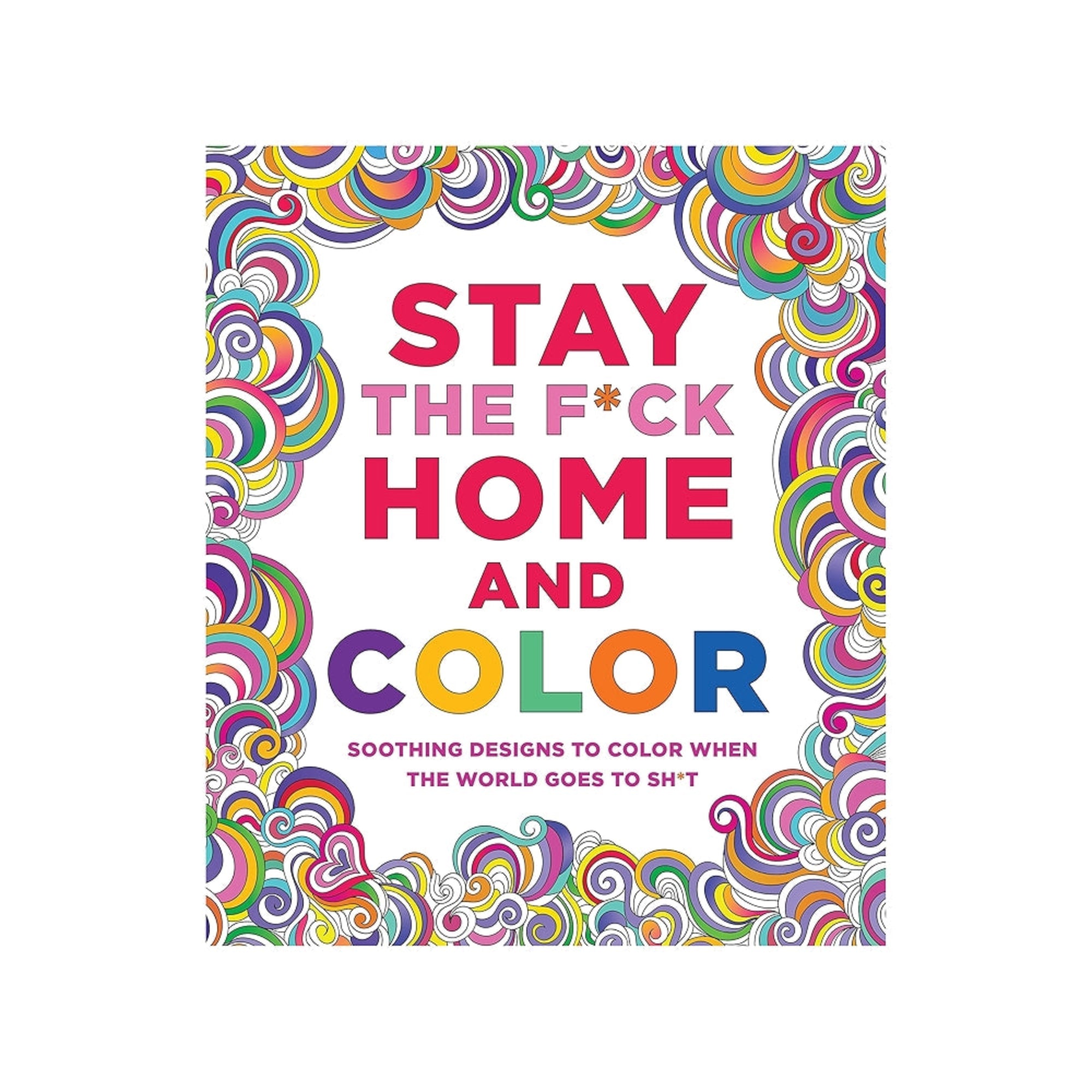 Coloring book cover with colorful design and text on a white background