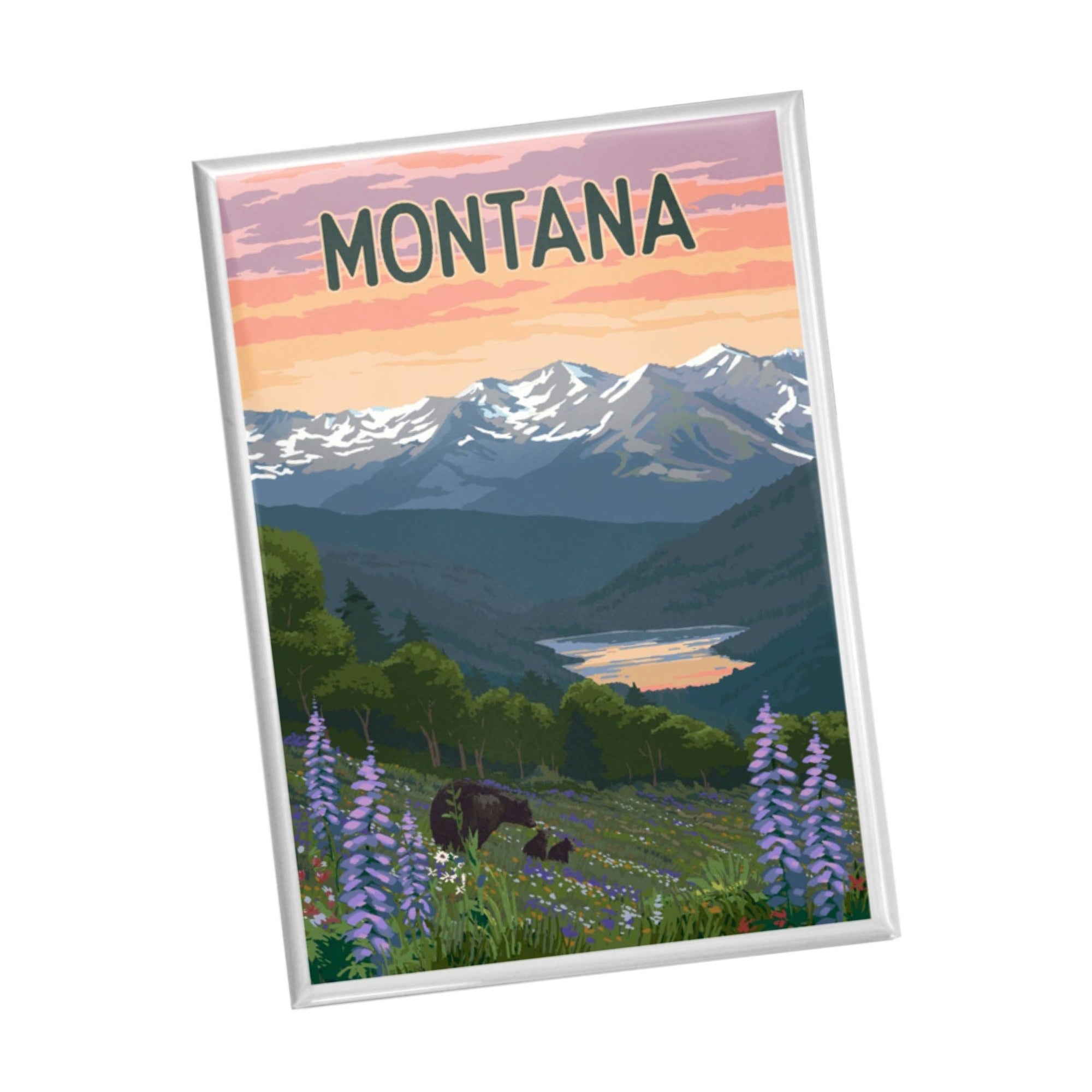 Spring Flowers + Bear - Montana Magnet