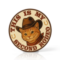 This Is My Second Rodeo - 3" Round Flexible Cowboy Cat Magnet