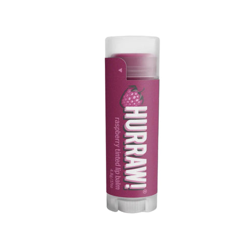 Purple Hurraw! lip balm stick on a white background
