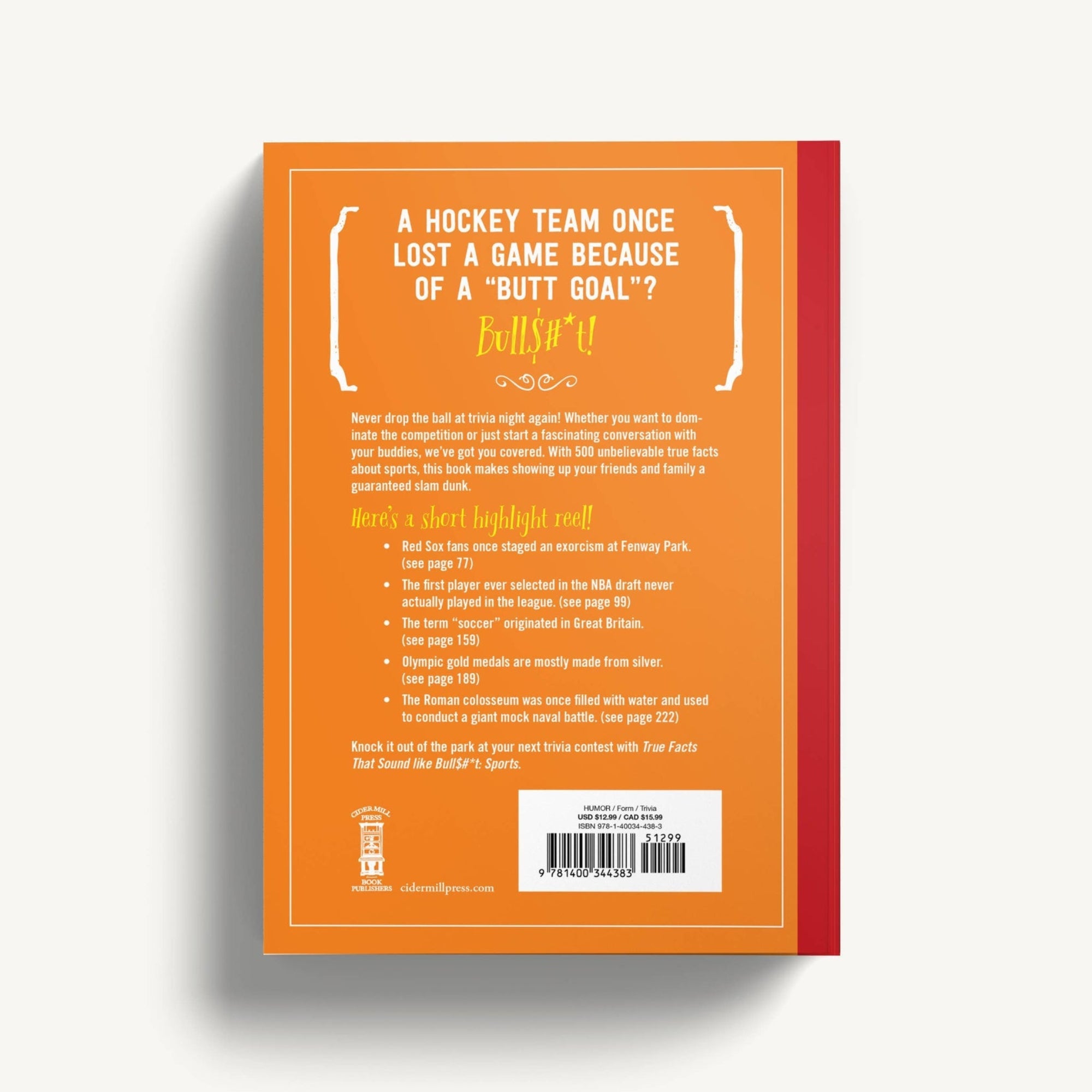 Book cover with orange background and white text on a white background