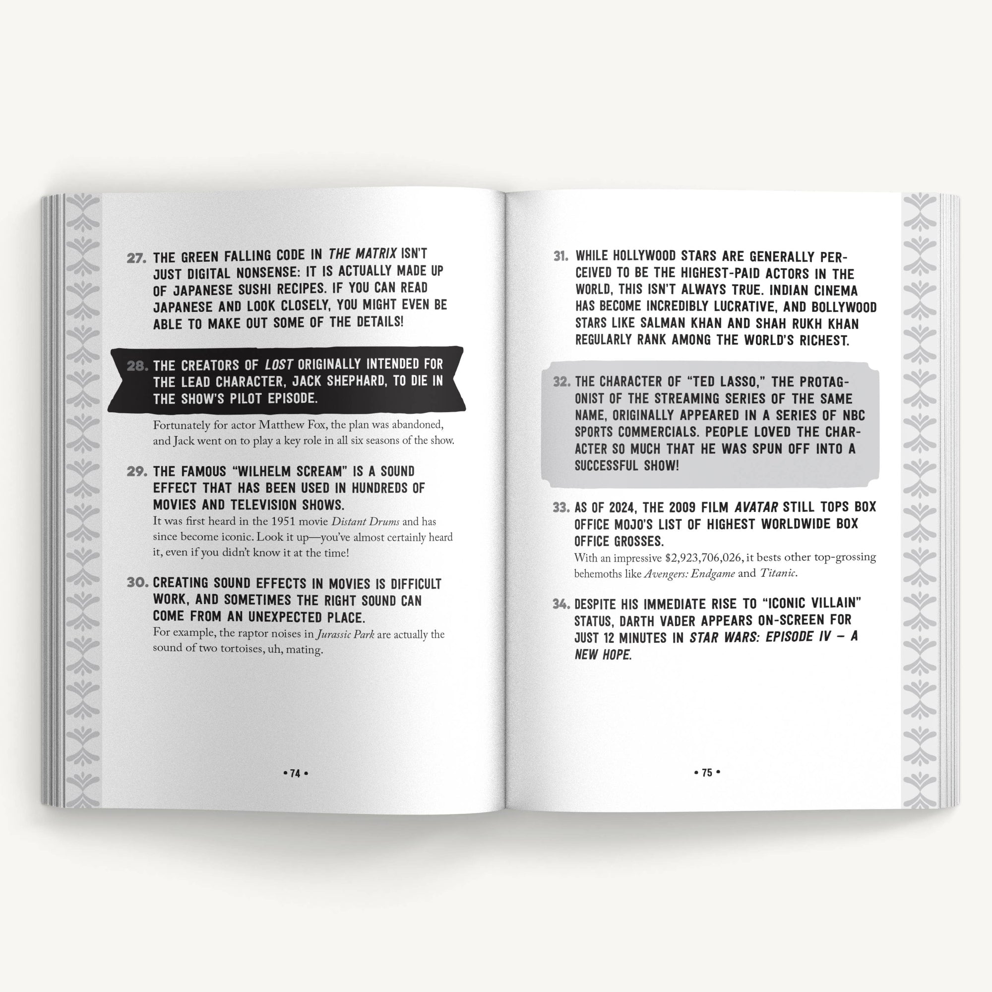 True Facts Pop Culture Book Pages 74 and 75