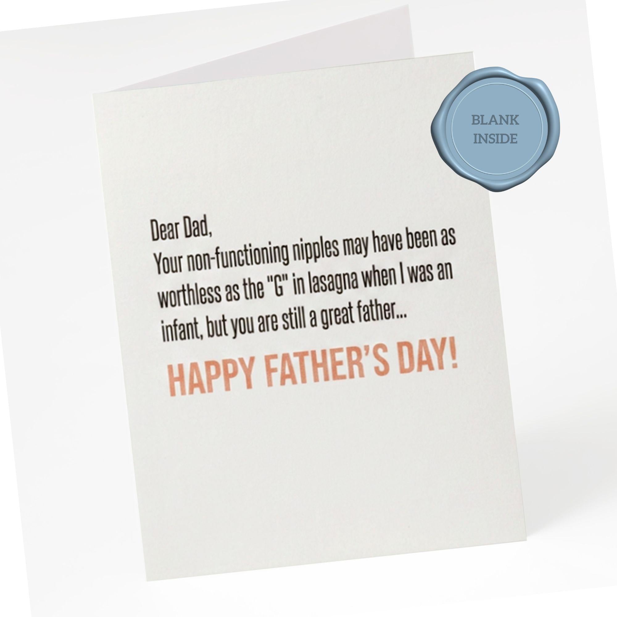 Useless As Lasagna - Father's Day Card