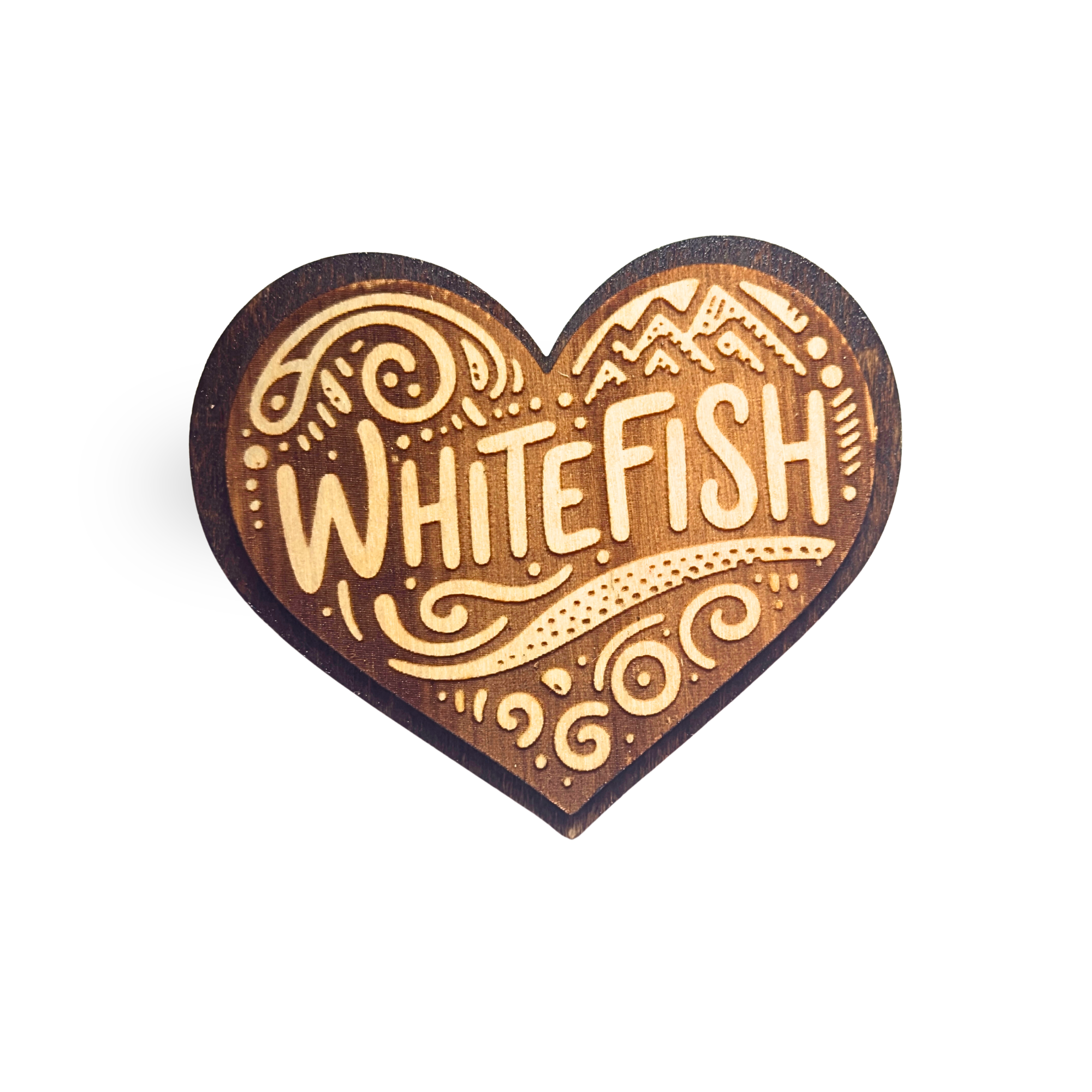 Whitefish, Montana Rustic Heart - Wood Magnet