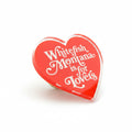 Red heart-shaped button with 'Whitefish Montana is for Lovers' text on a white background.