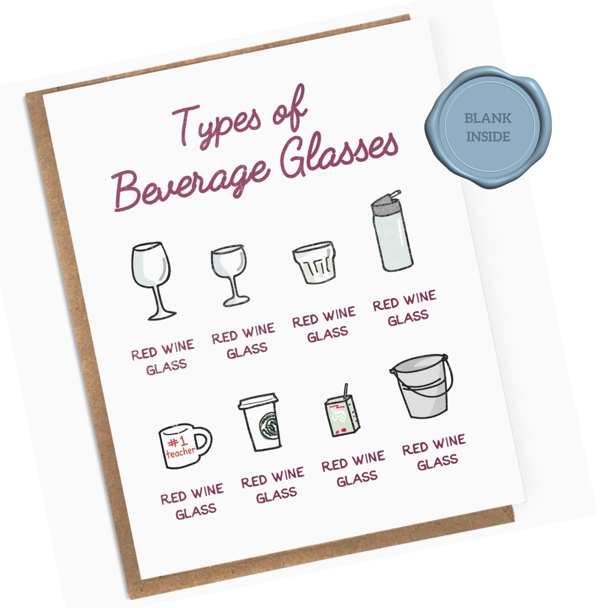 Wine Lover Beverage Glasses - Friendship Card