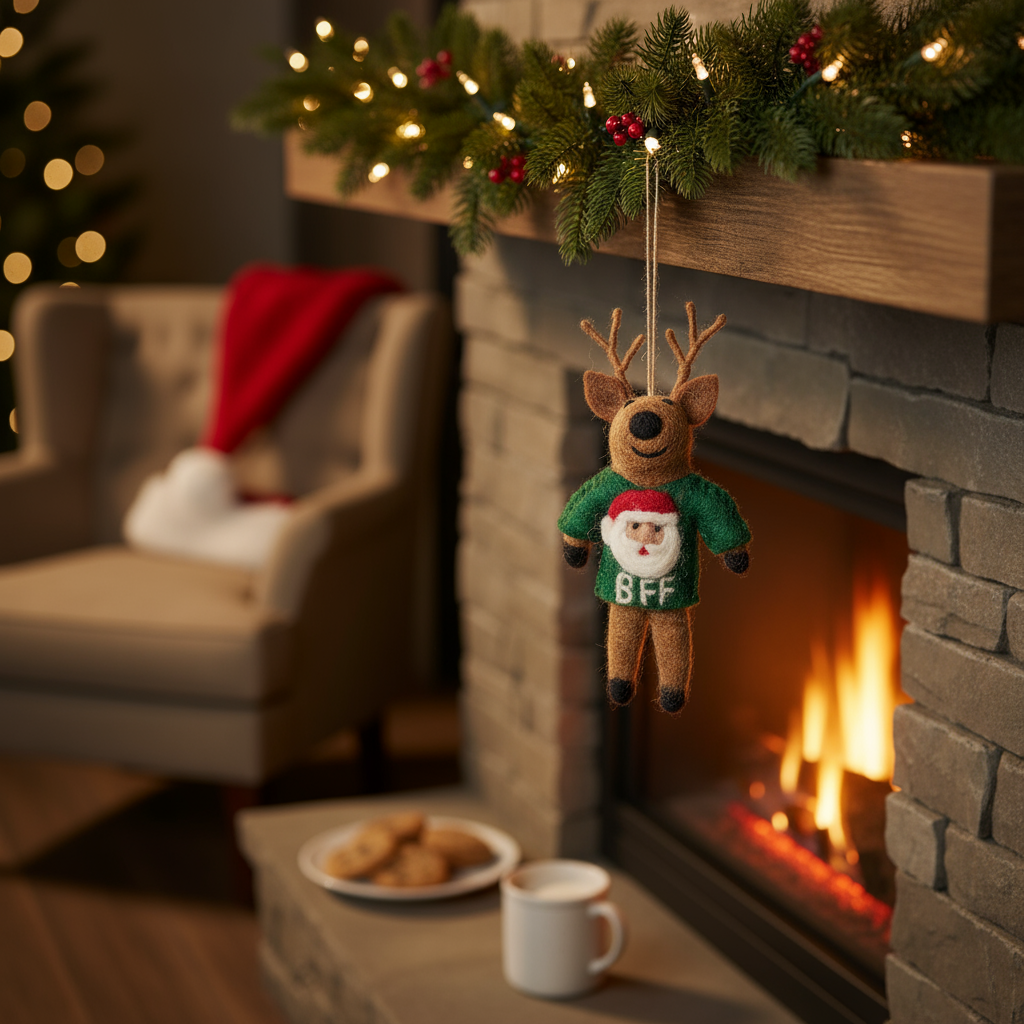 BFF Reindeer - Handmade Felt Christmas Ornament