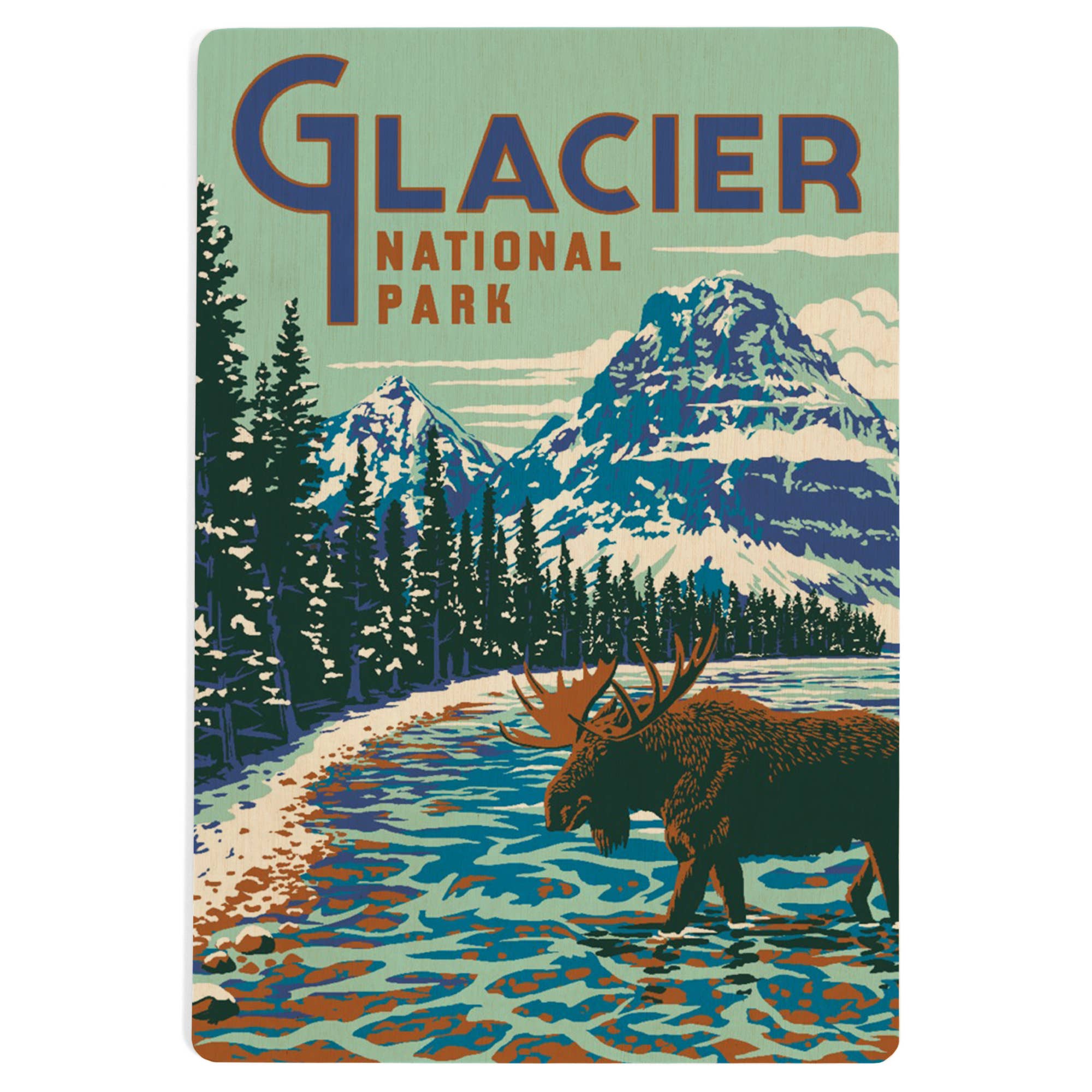 Glacier Park Moose - Wood Postcard