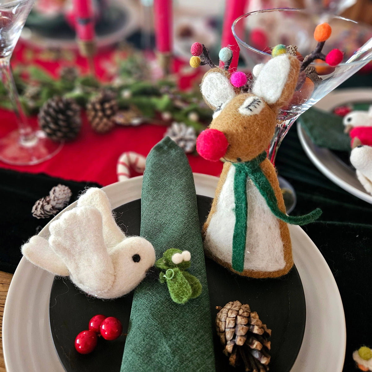 Mistletoe Dove - Handmade Felt Christmas Ornament