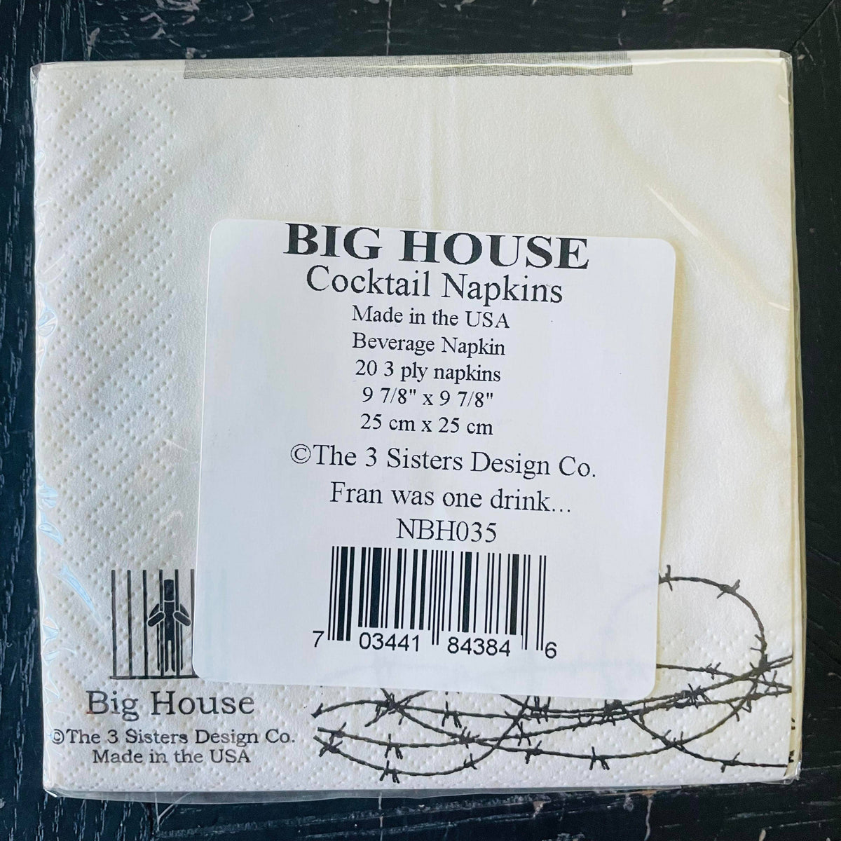 Fran Was One Drink Away funny mugshot cocktail napkins, pack of 20, from The Ruddy Duck in Whitefish, Montana