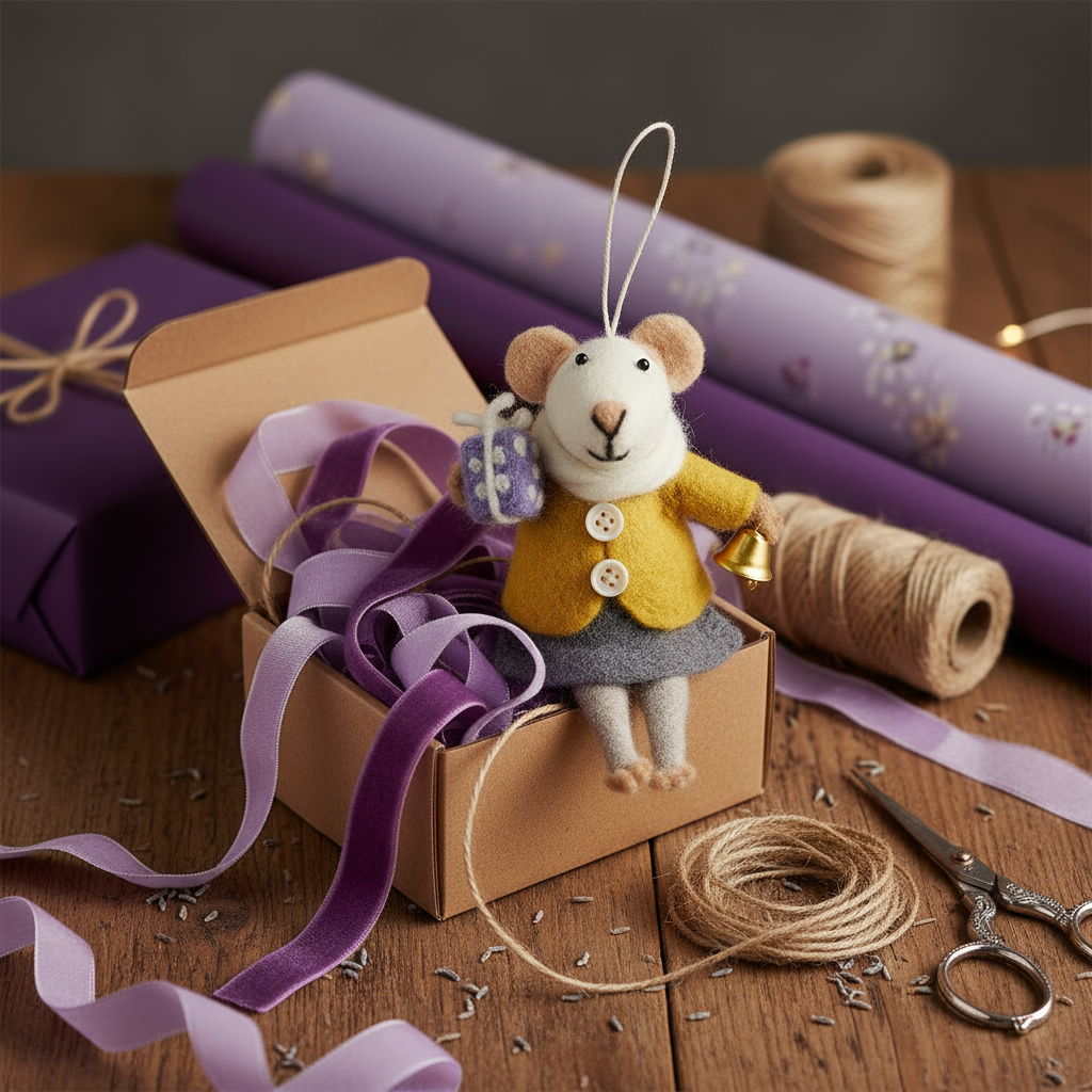 Agnes the Mouse - Handmade Felt Christmas Ornament