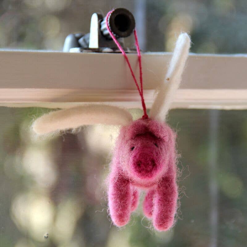 When Pigs Fly - Handmade Felt Wool Ornament