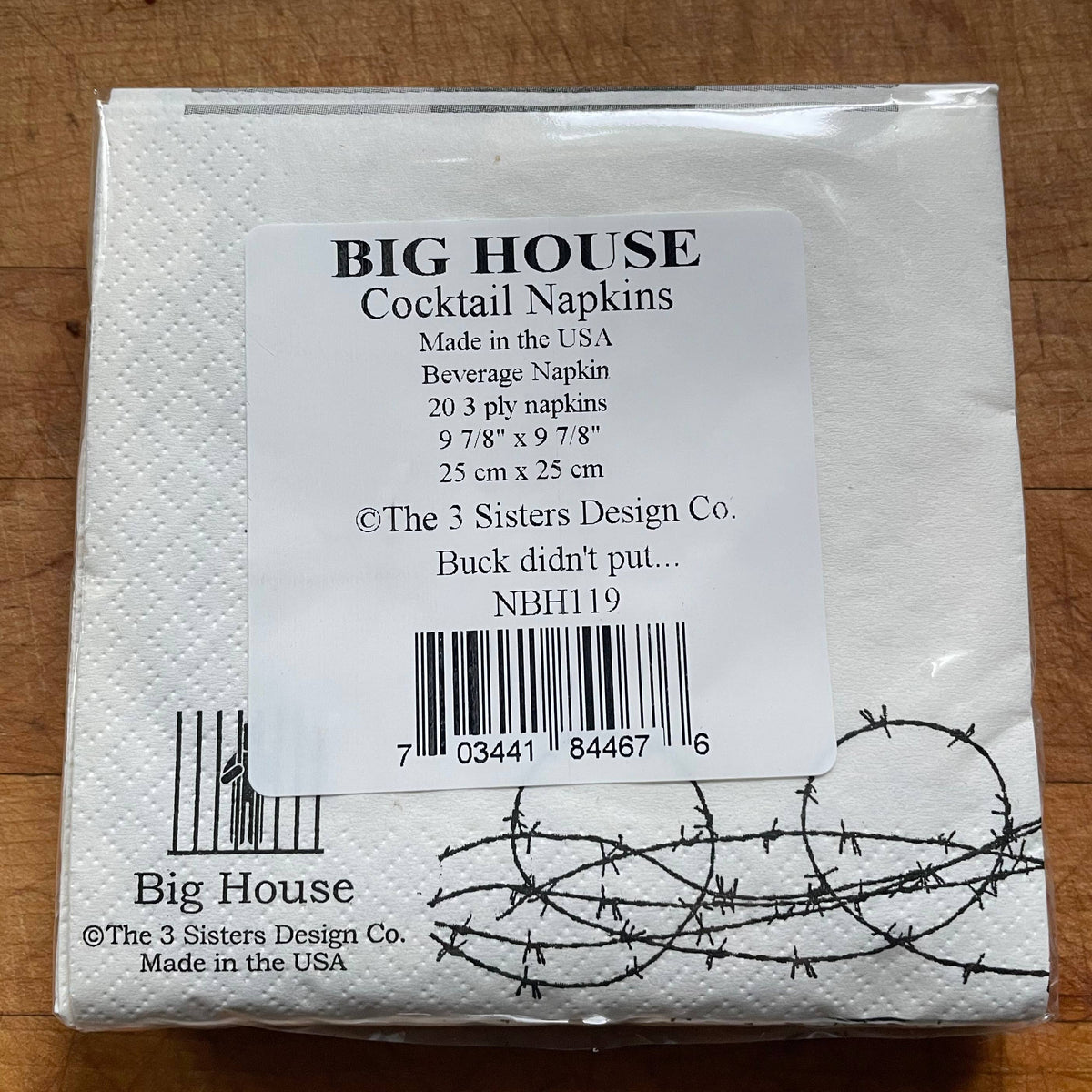 Buck's Yippee Ki Yay funny mugshot cocktail napkins, pack of 20, from The Ruddy Duck in Whitefish, Montana