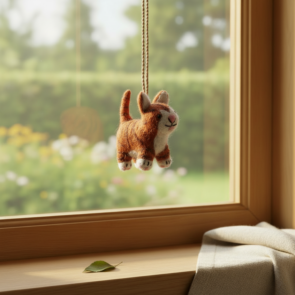 Colin the Cat - Handmade Felt Wool Decoration