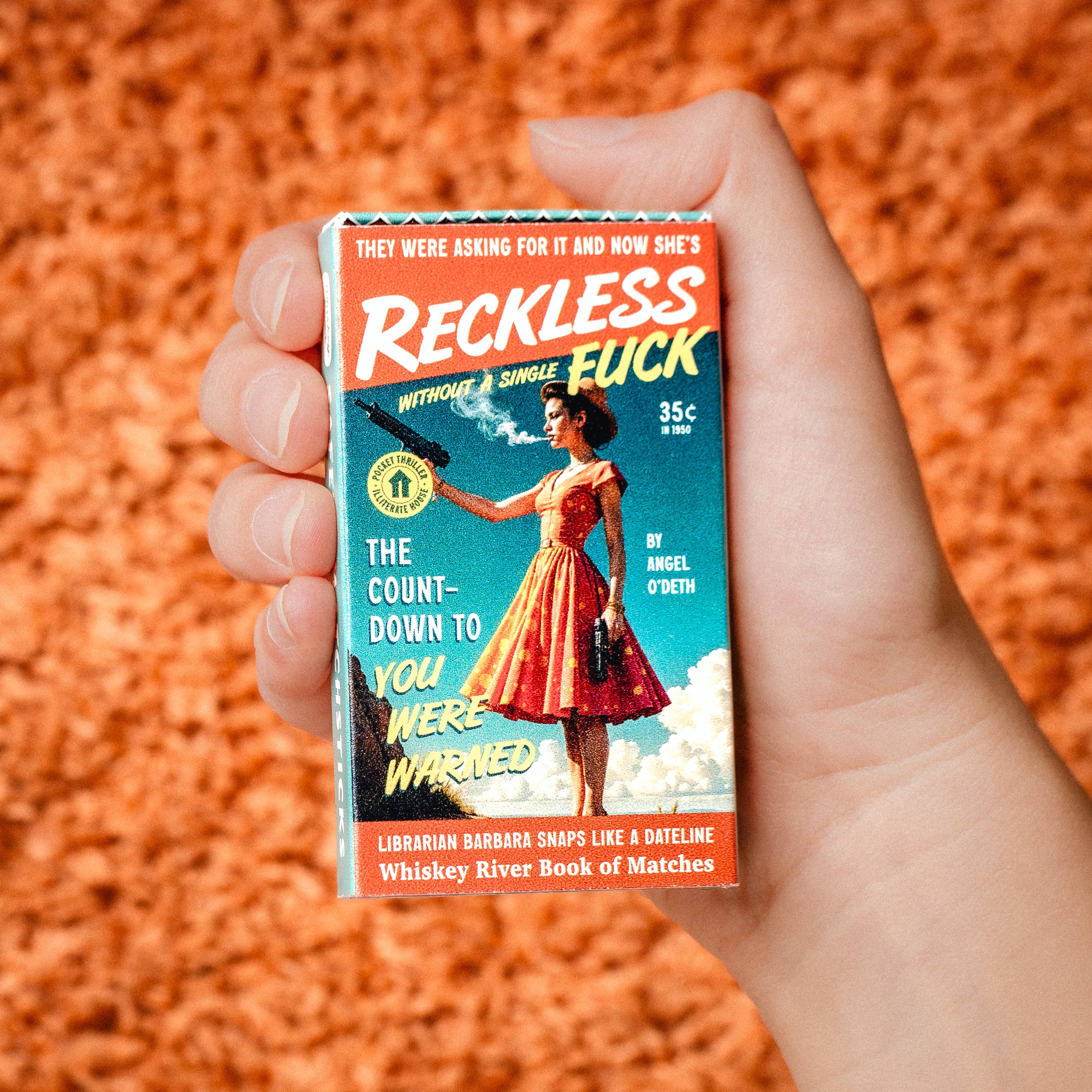 Reckless Pulp Friction vintage style matchbook by Whiskey River Soap Co., from The Ruddy Duck in Whitefish, Montana