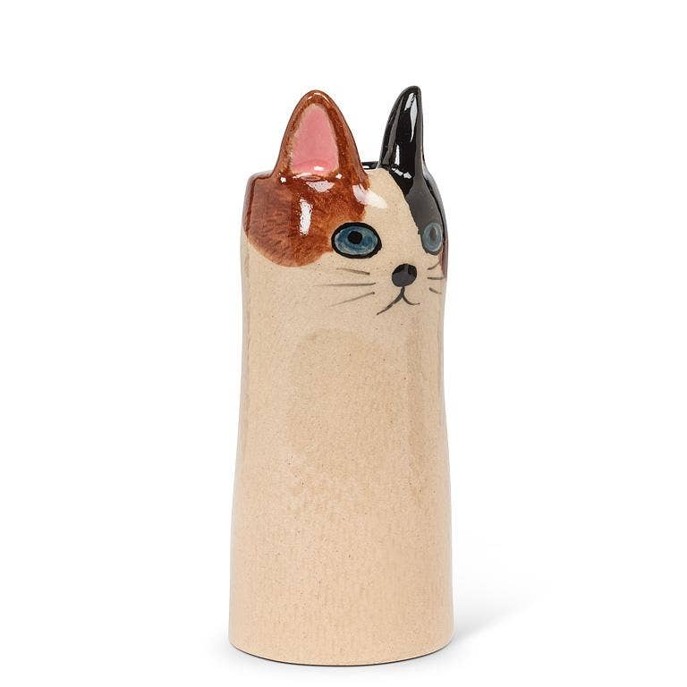 Beige Skinny Cat - Flower Vase