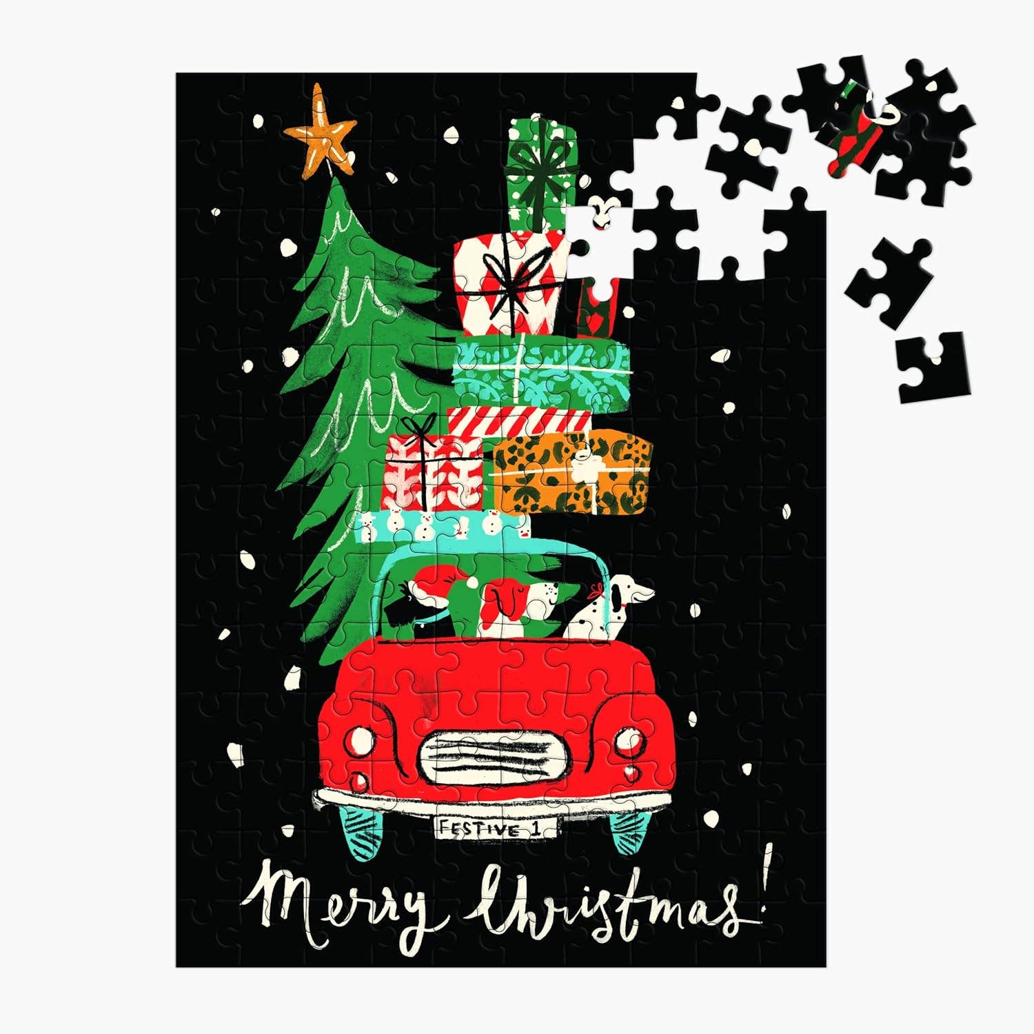 Christmas Car - 130 Piece Puzzle Ornament