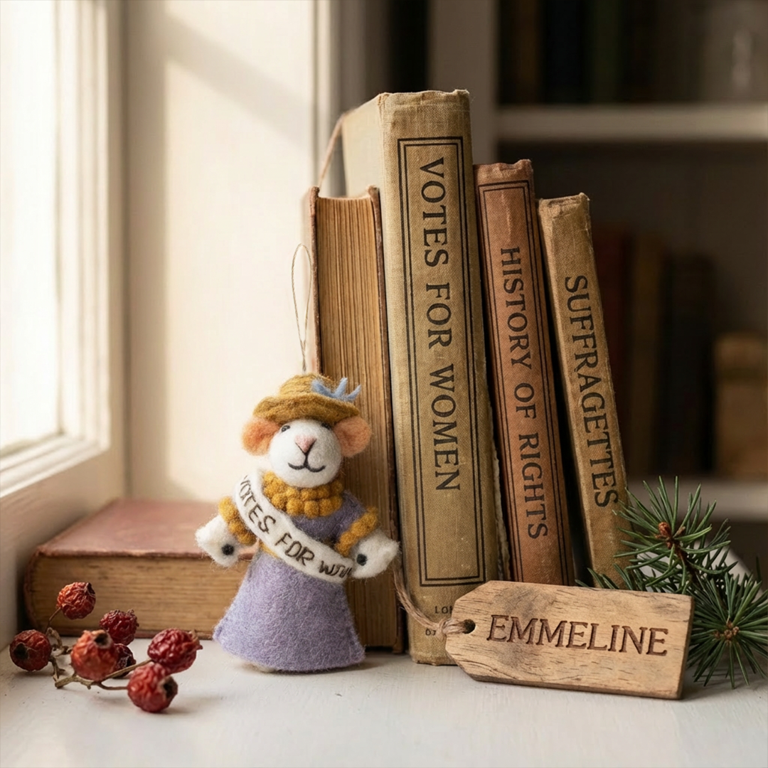 Emmeline the Suffragette Mouse - Felt Ornament