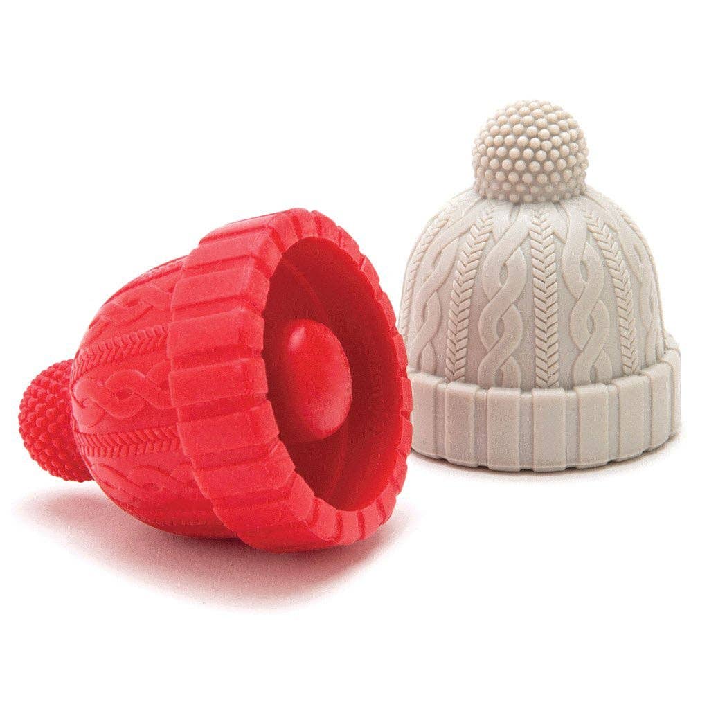 Winter Hat Bottle Stoppers | Beanie Pack Of 2: Red & Grey