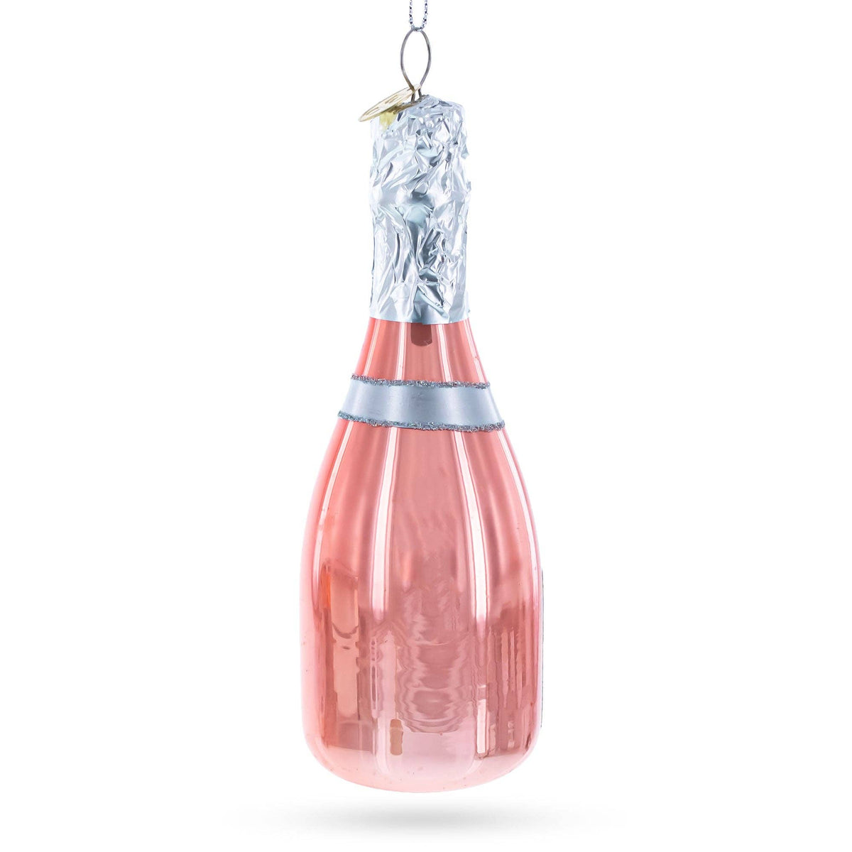 Pink Champagne Bottle - Glass Christmas Ornament