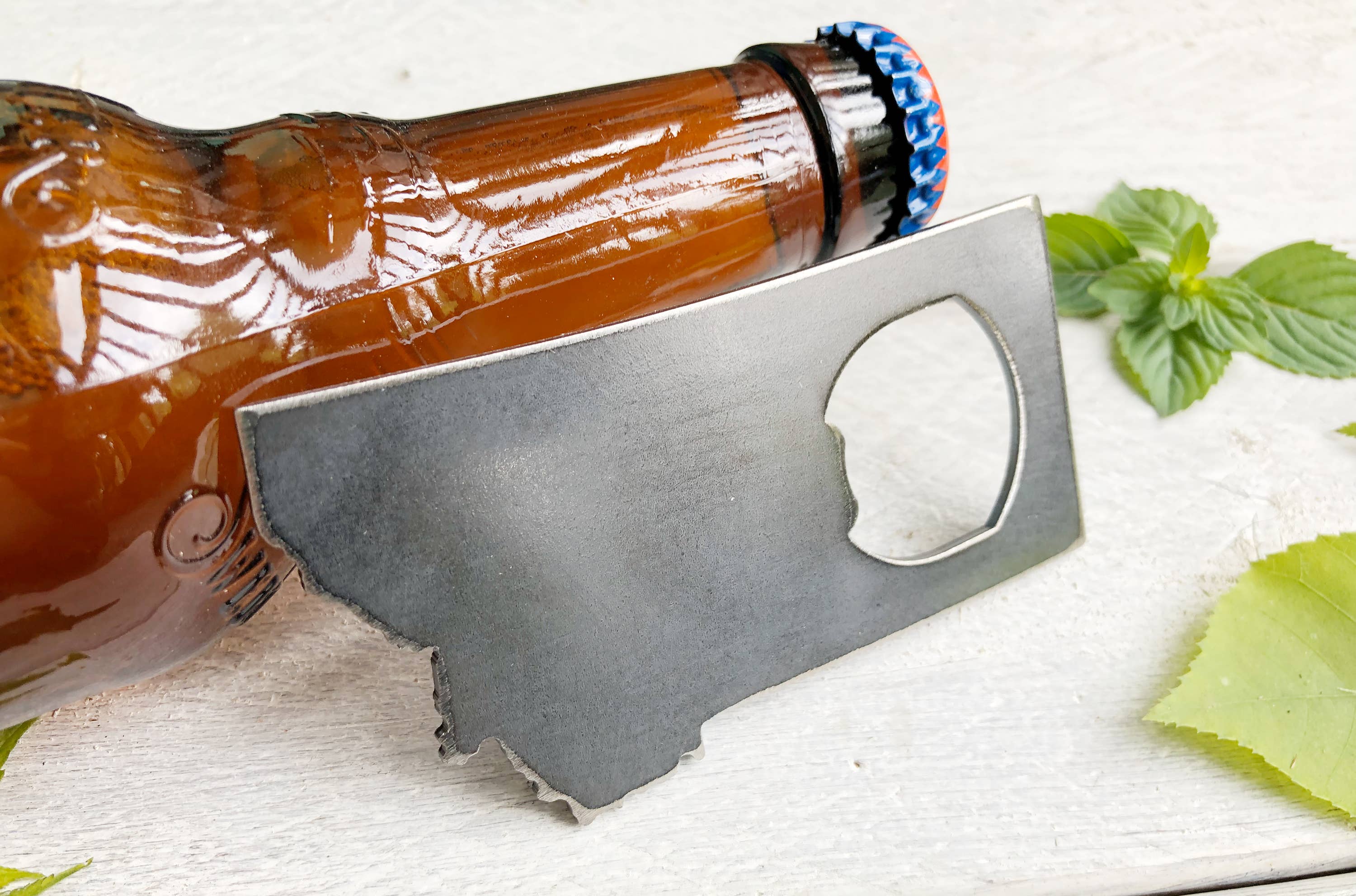 Montana State Bottle Opener Made From Recycled Raw Steel
